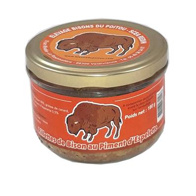 Rillettes de bison au piment d'Espelette - 180g